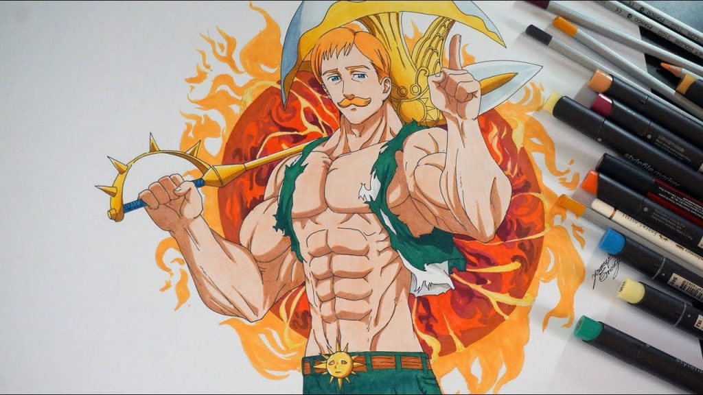 Escanor desenho para colorir, baixar e imprimir do anime Nanatsu no Taizai e caprichar na pintura. Confira as imagens do Pecado do Orgulho.