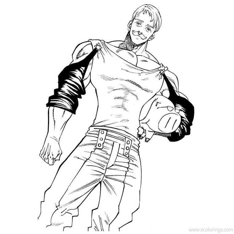 Escanor desenho para colorir, baixar e imprimir do anime Nanatsu no Taizai e caprichar na pintura. Confira as imagens do Pecado do Orgulho.