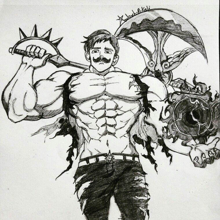 Escanor desenho para colorir, baixar e imprimir do anime Nanatsu no Taizai e caprichar na pintura. Confira as imagens do Pecado do Orgulho.