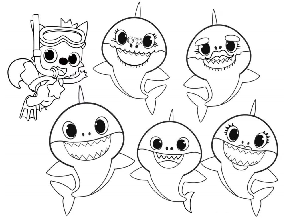 Divirta-se com diversos desenhos do Baby Shark para Colorir. São imagens para você baixar, imprimir e pintar de acordo com sua sua criatividade.