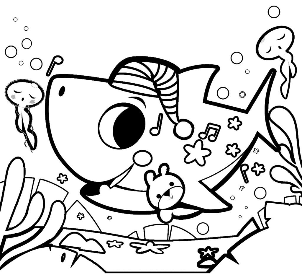 Divirta-se com diversos desenhos do Baby Shark para Colorir. São imagens para você baixar, imprimir e pintar de acordo com sua sua criatividade.