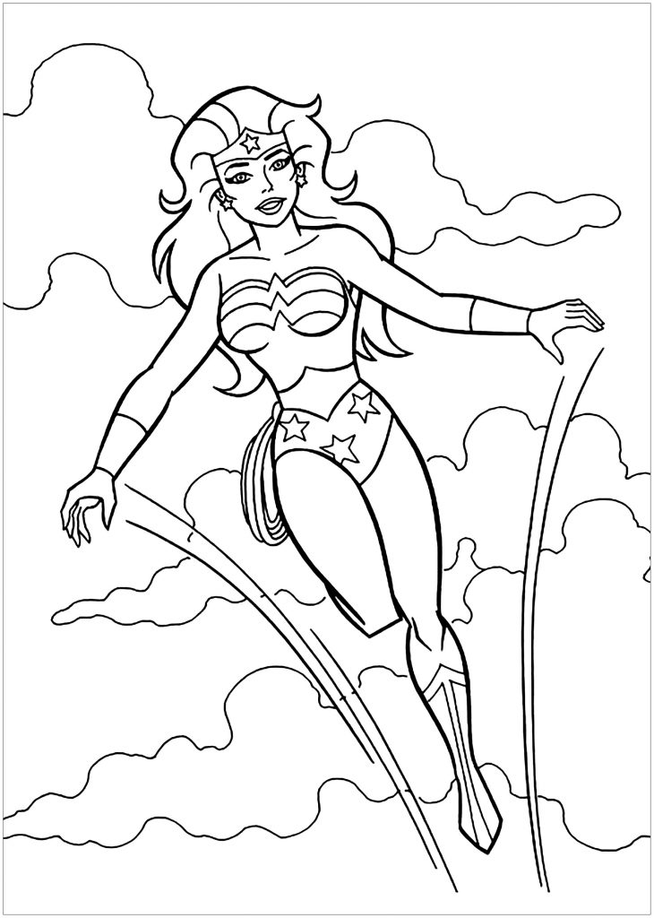 Desenhos da Mulher Maravilha para colorir, pintar, baixar e imprimir - Wonder Woman Coloring Page and Printable - 1