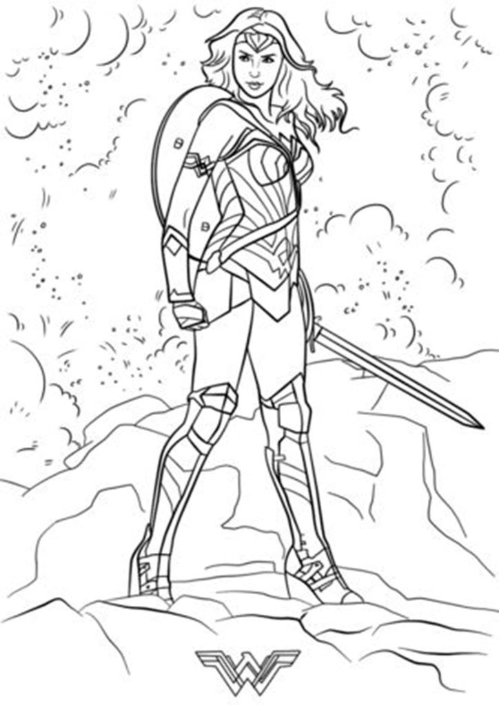 Desenhos da Mulher Maravilha para colorir, pintar, baixar e imprimir - Wonder Woman Coloring Page and Printable - 1