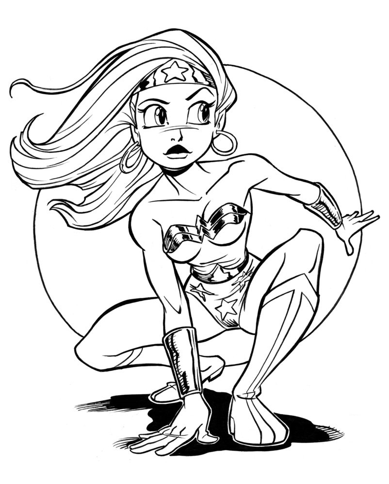 Desenhos da Mulher Maravilha para colorir, pintar, baixar e imprimir - Wonder Woman Coloring Page and Printable - 1