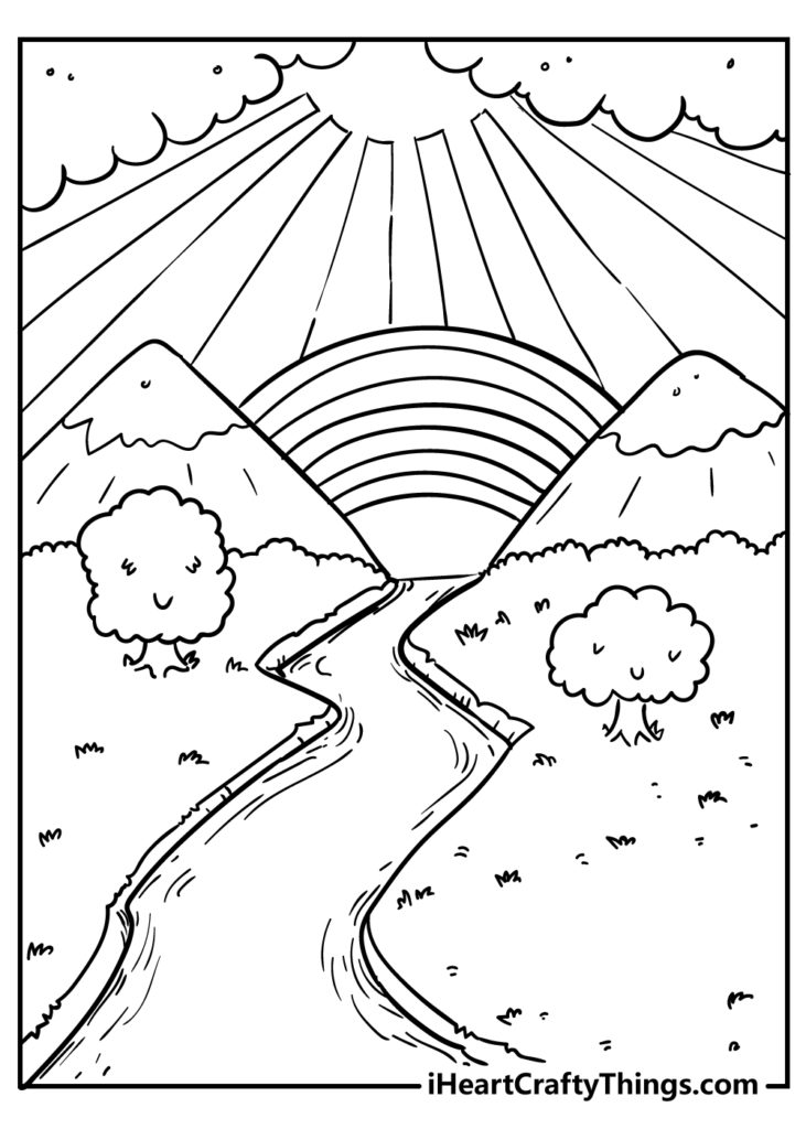 Rainbow Coloring Page - Download and Printable Images. Spark your creativity with beautiful rainbow designs.