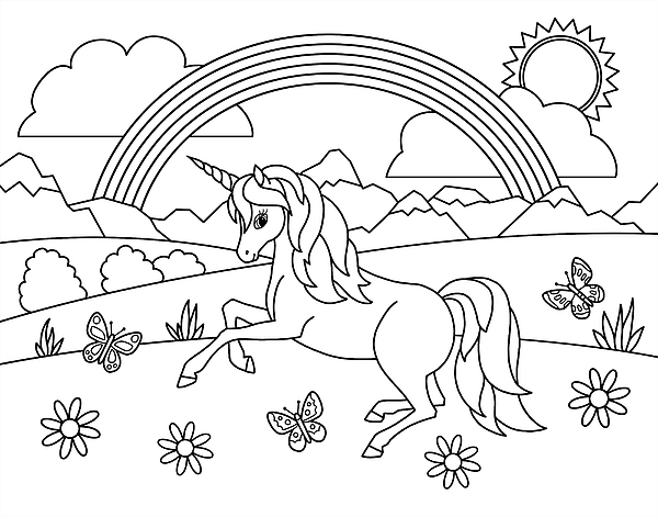 Rainbow Coloring Page - Download and Printable Images. Spark your creativity with beautiful rainbow designs.