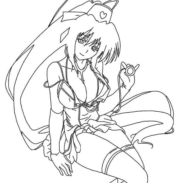 Akeno Himejima desenho para colorir, baixar e imprimir- 11