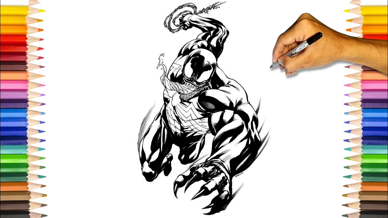 Veja 15 desenhos do Venom para você pintar do jeito que quiser. Baixe todas as imagens e dê asas à sua criatividade.