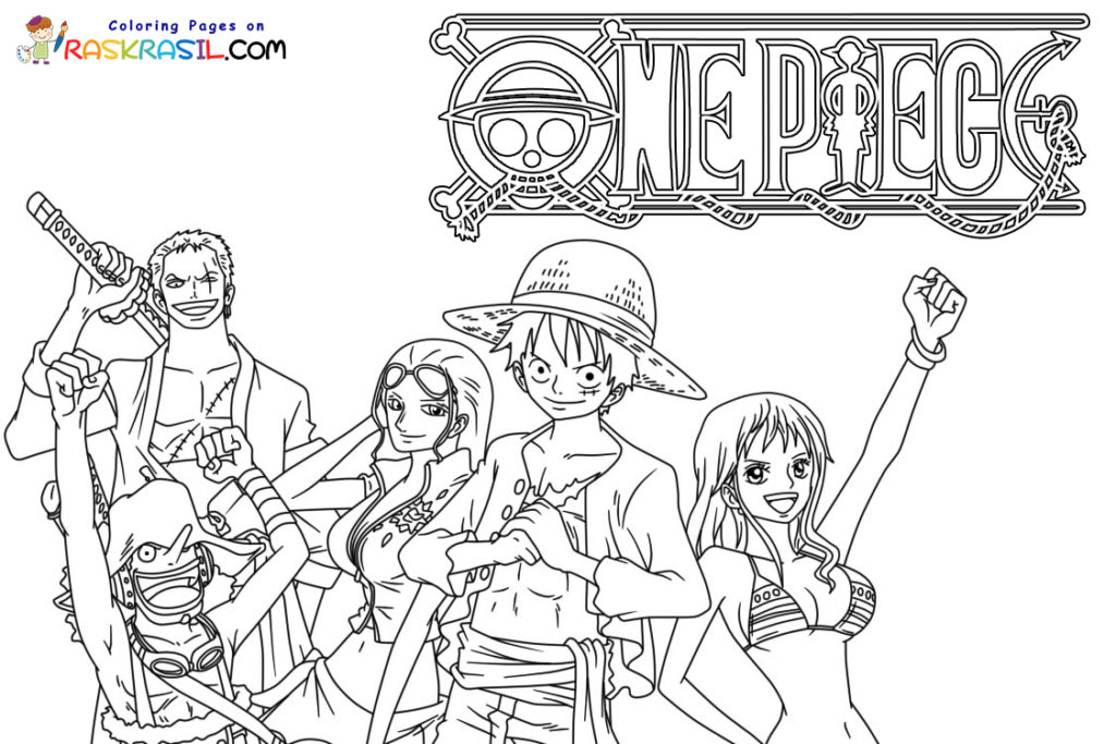 One Piece desenho para colorir, baixar e imprimir do anime do Chapéu de Palha e caprichar na pintura. Mostre sua arte no líder do bando do chapéu de palha.