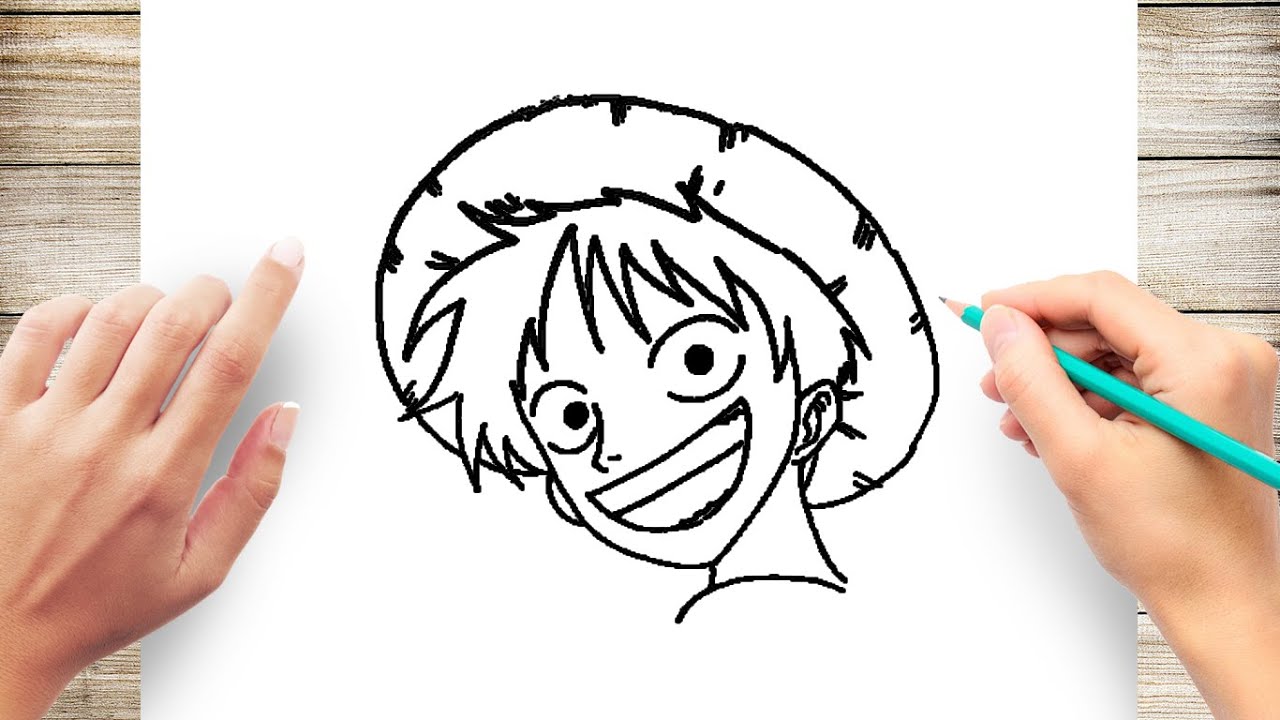 One Piece desenho para colorir, baixar e imprimir do anime do Chapéu de Palha e caprichar na pintura. Mostre sua arte no líder do bando do chapéu de palha.