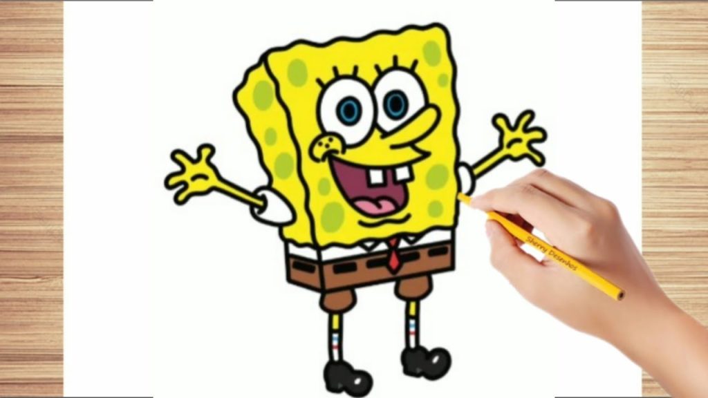 Aprensa passo a passo fácil com esse vídeo tutorial Como desenhar o Bob Esponja Calça Quadrada da Fenda do Biquíni.