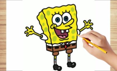 Aprensa passo a passo fácil com esse vídeo tutorial Como desenhar o Bob Esponja Calça Quadrada da Fenda do Biquíni.