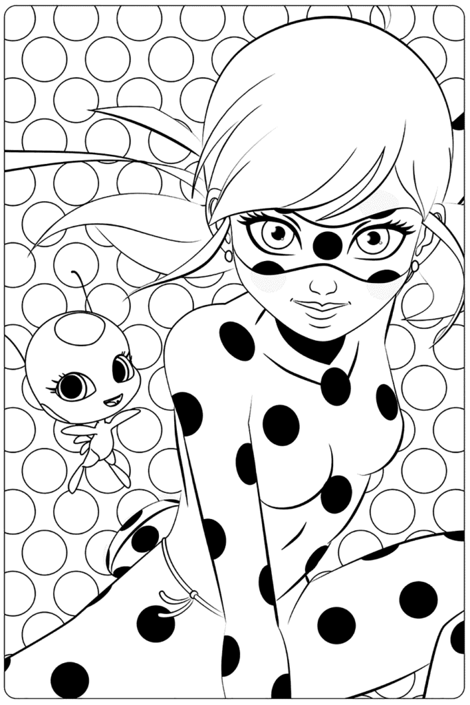 Ladybug para colorir - Miraculous: As Aventuras de Ladybug e Cat Noir - Confira desenhos fantásticos da Ladybug baixar, imprimir e pintar do jeito que quiser.