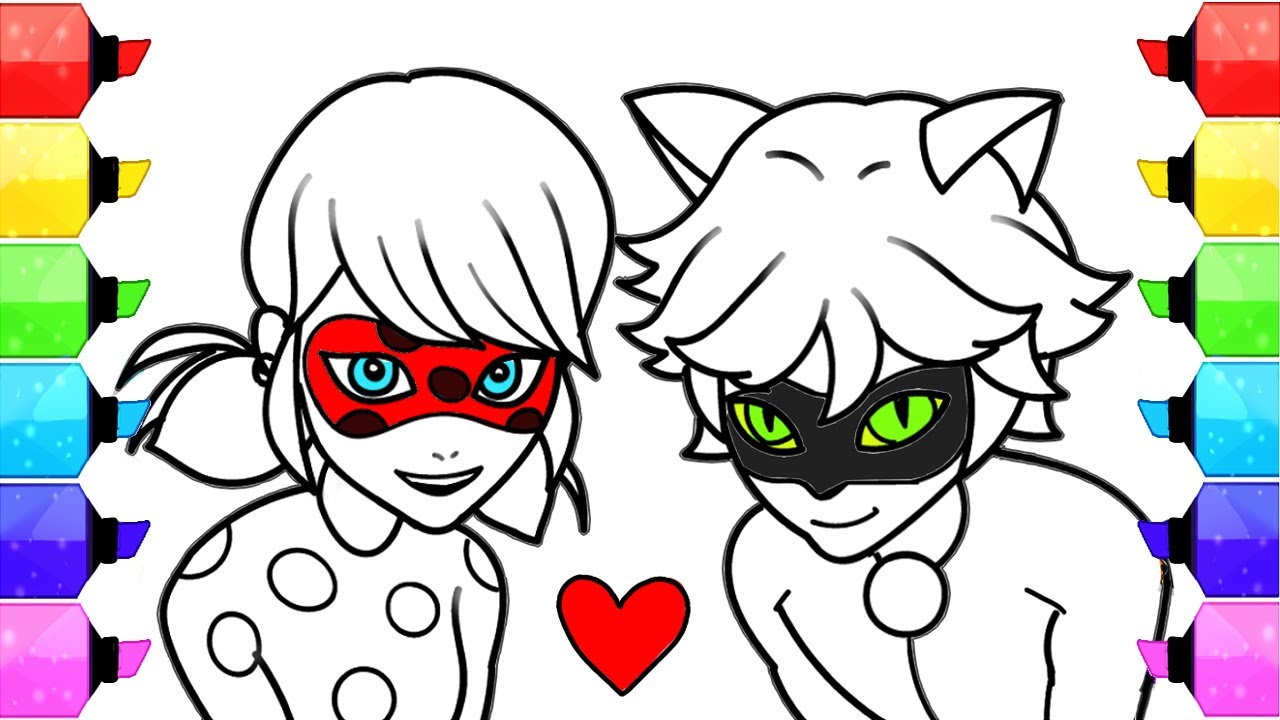 Desenhos para colorir de ladybug e chat noir 