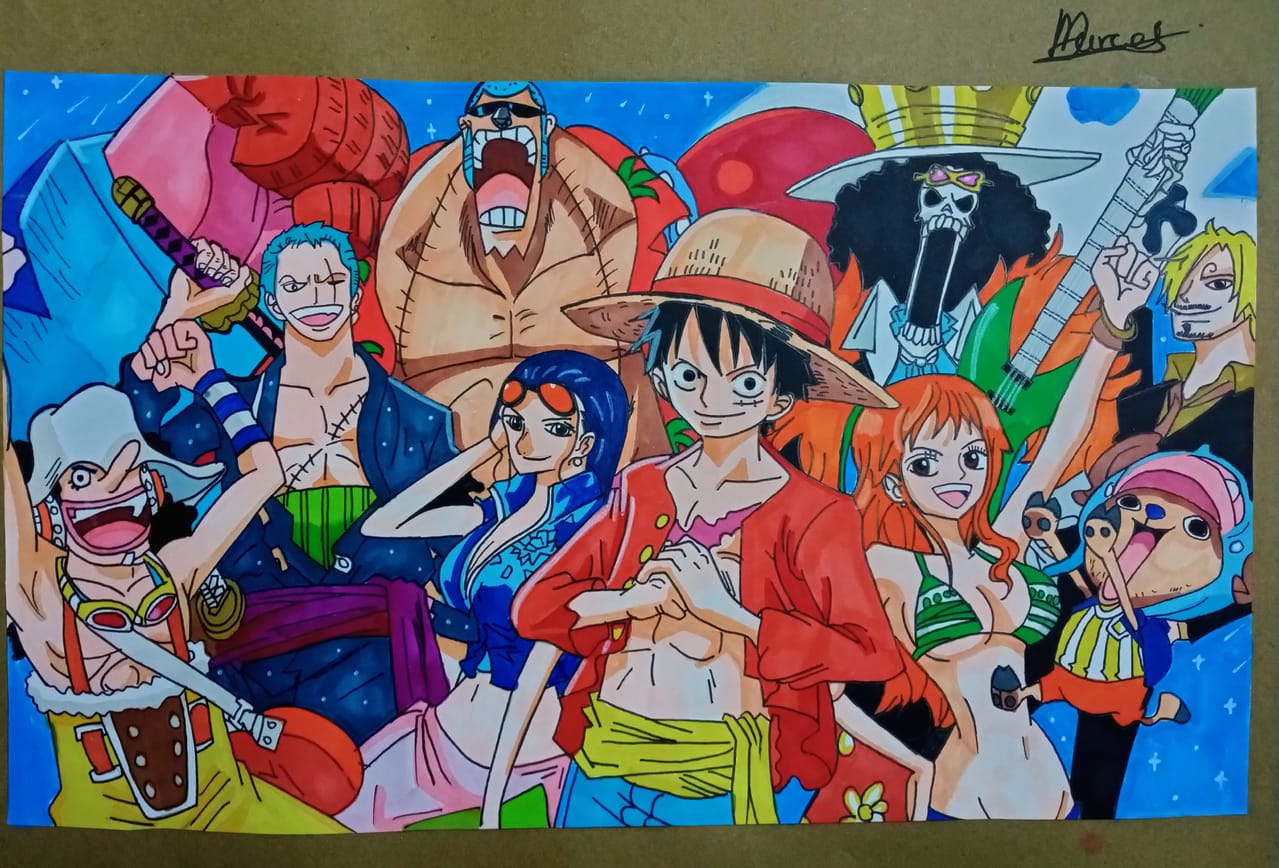 One Piece desenho para colorir, baixar, fazer download do pdf e imprimir do anime do Chapéu de Palha e caprichar na pintura. Mostre sua arte no líder do bando do chapéu de palha.