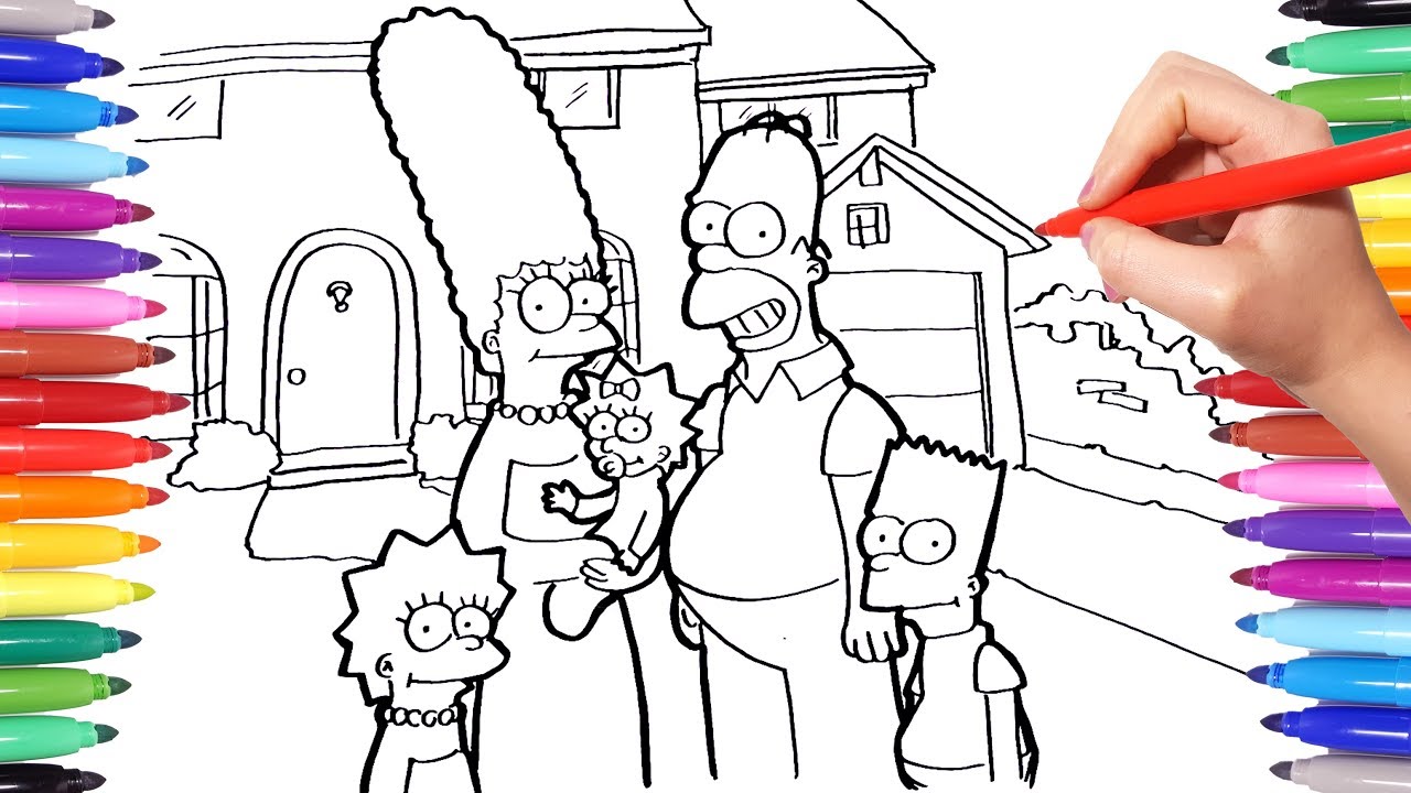 The Simpsons Coloring Page and Printable - have fun painting Simpsons characters: Homer, Lisa, Bart Marge, Maggie and many others.
