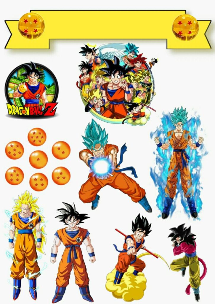 Dragon Ball Cake Topper Ideas - Set up various printable images to place on your cake or cupcake with Goku, Vegeta, Gohan and other warriors.