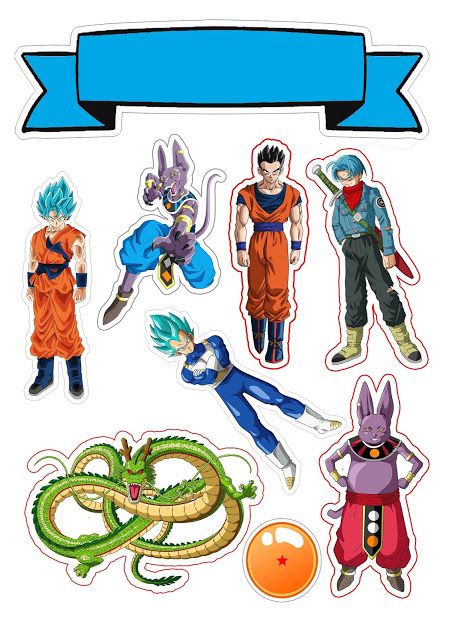 Dragon Ball Cake Topper Ideas - Set up various printable images to place on your cake or cupcake with Goku, Vegeta, Gohan and other warriors.