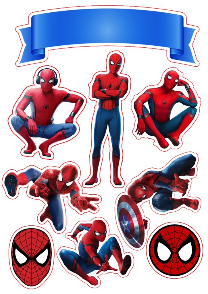 Spiderman cake topper - best spider man cake and cupcake ideas to liven up parties and events. Save the image in pdf to print whenever you want.