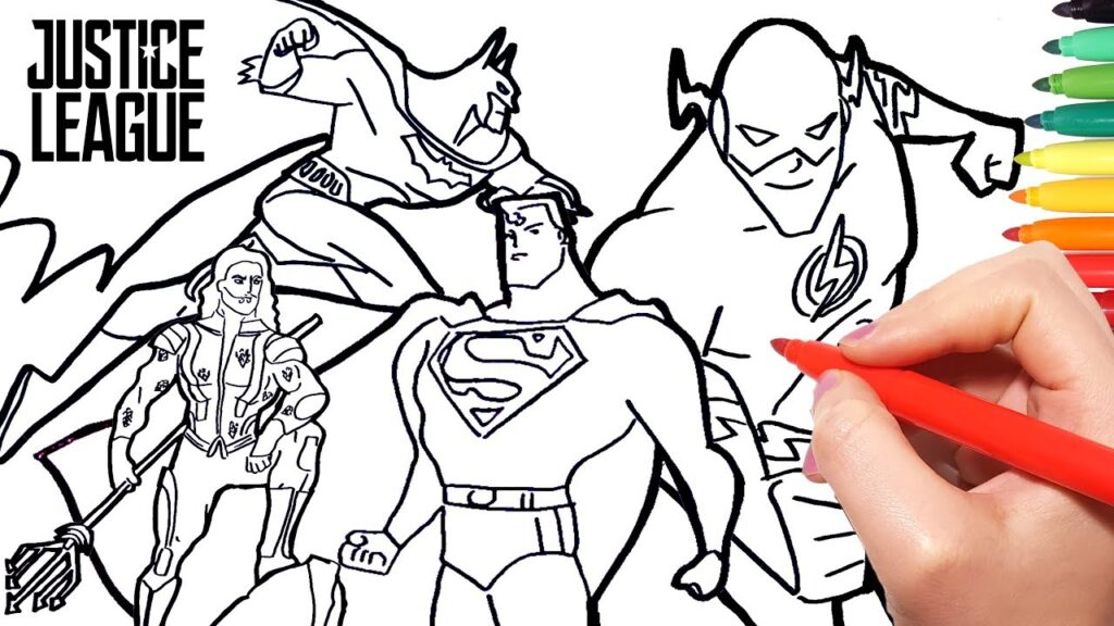 Liga da Justiça desenho para colorir e imprimir - confira imagens dos super heróis da liga para pintar: Superman, Batman, Mulher Maravilha, Flash e muito mais.