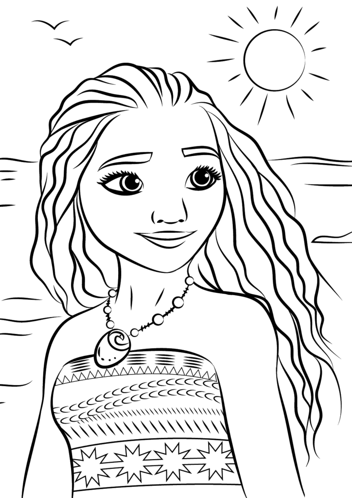 Moana desenho para colorir - baixe diversas imagens e desenhos dessa linda princesa Moana da Disney em cenas super divertidas para imprimir e pintar.