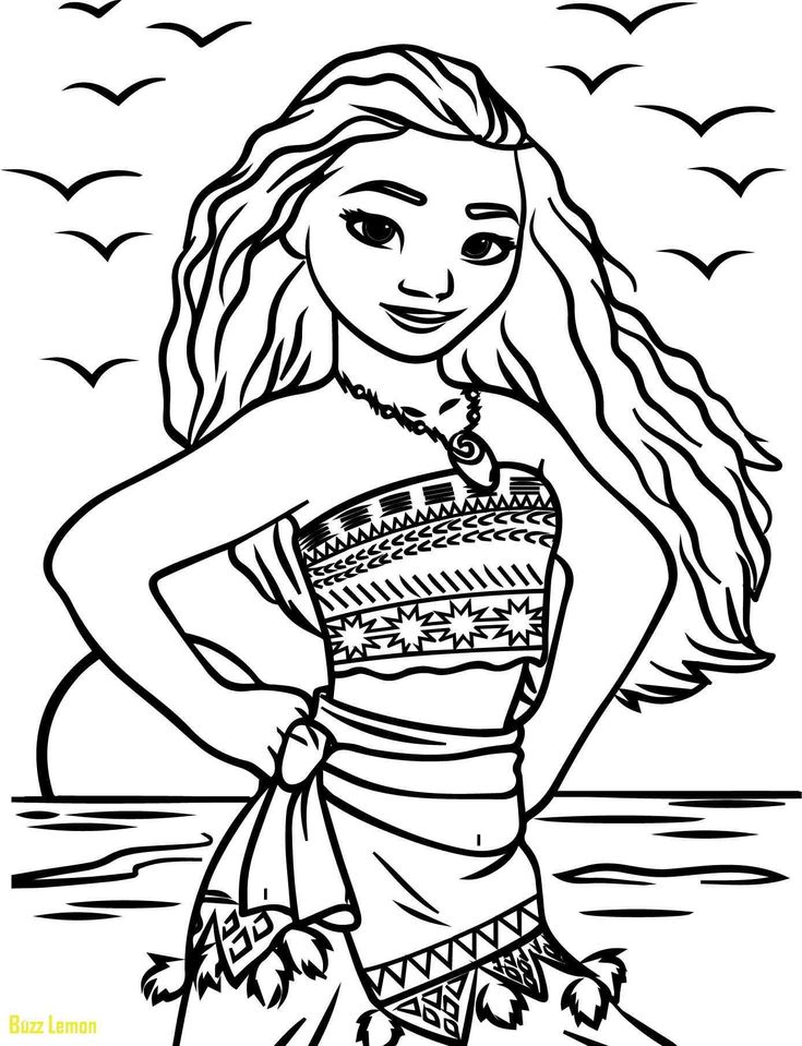 Moana desenho para colorir - baixe diversas imagens e desenhos dessa linda princesa Moana da Disney em cenas super divertidas para imprimir e pintar.