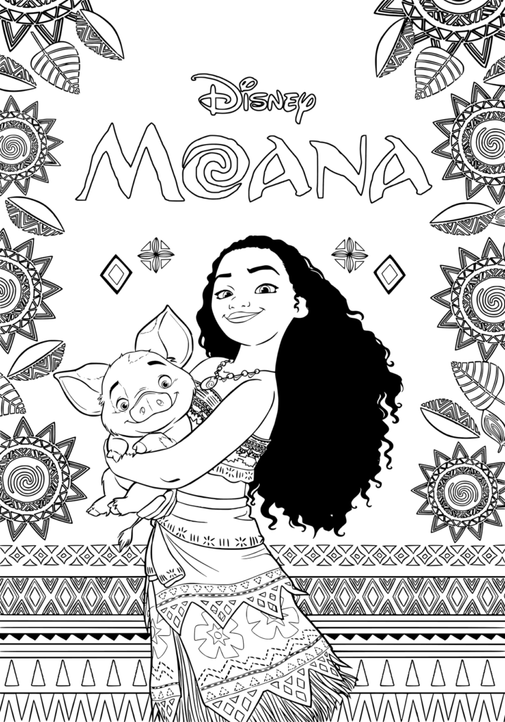 Moana desenho para colorir - baixe diversas imagens e desenhos dessa linda princesa Moana da Disney em cenas super divertidas para imprimir e pintar.