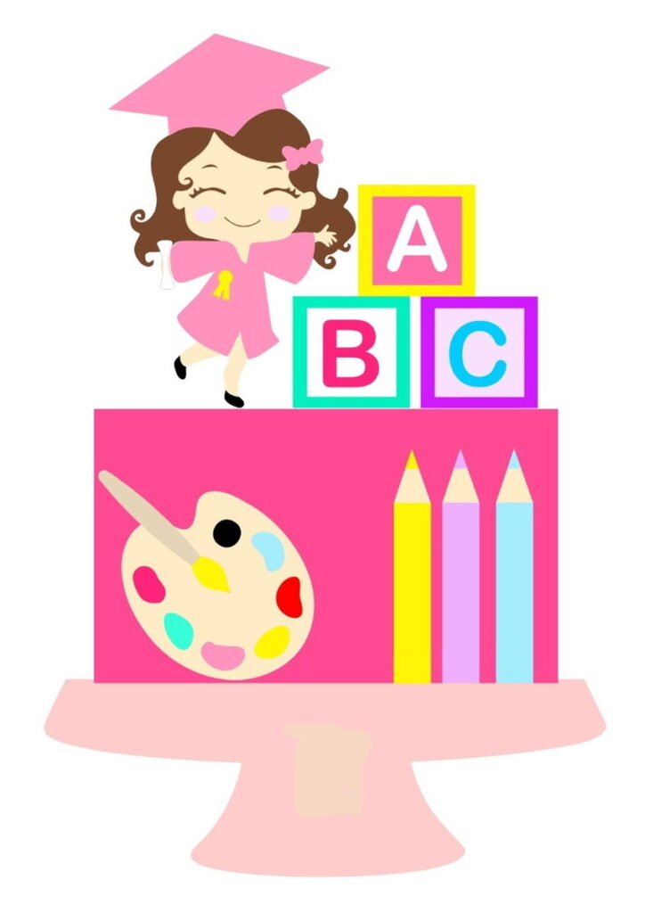 Topo de bolo ABC - confira diversas imagens para salvar em pdf e imprimir com o tema de festa de formatura do ABC - alfabetização - cake topper