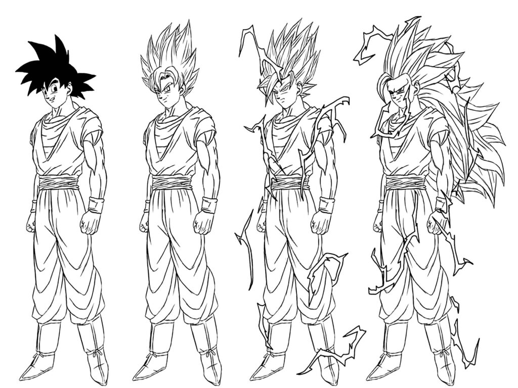 Desenho do Goku - Dragon Ball - confira imagens (png) para baixar, imprimir e colorir do herói saiyajin do anime Dragon Ball.