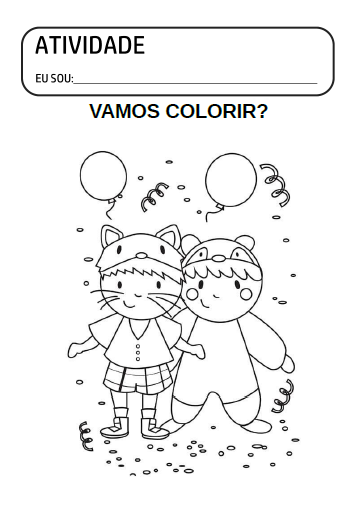 Desenho de carnaval para imprimir e colorir. Atividades prontas e fáceis para pintar sobre a festa de carnaval, com máscaras e desenhos de personagens no carnaval.