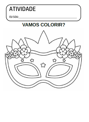 Desenho de carnaval para imprimir e colorir. Atividades prontas e fáceis para pintar sobre a festa de carnaval, com máscaras e desenhos de personagens no carnaval.