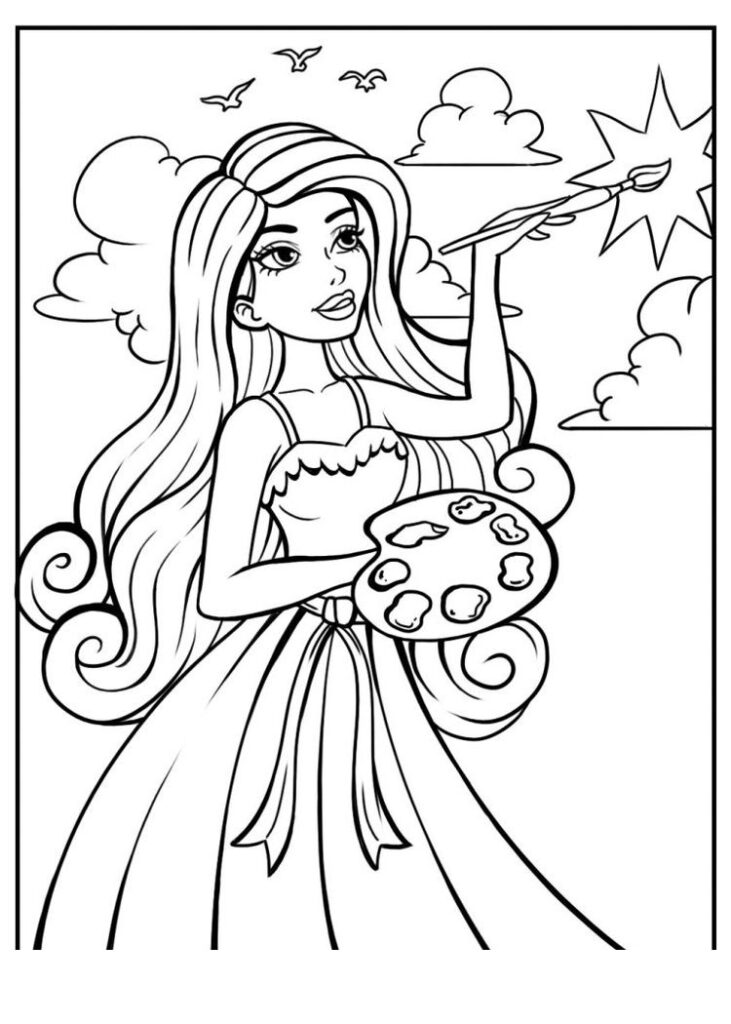 Explore nosso desenho para colorir da Barbie e solte a imaginação com cenas cheias de estilo e diversão, perfeitas para todas as idades!